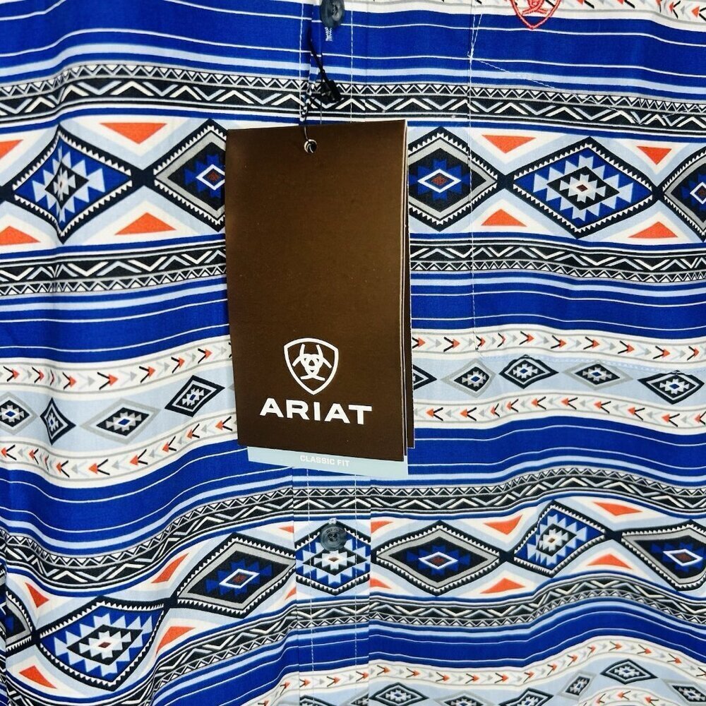 Ariat Ryder Classic Fit Aztec Print Button Down Shirt Sz M Blue Long Sleeve NWT - Picture 4 of 9
